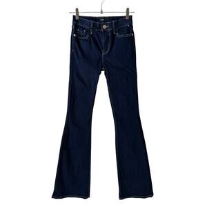 River Island New Women's Mid Rise Flare Jeans Dark Wash Size US 2 Regular